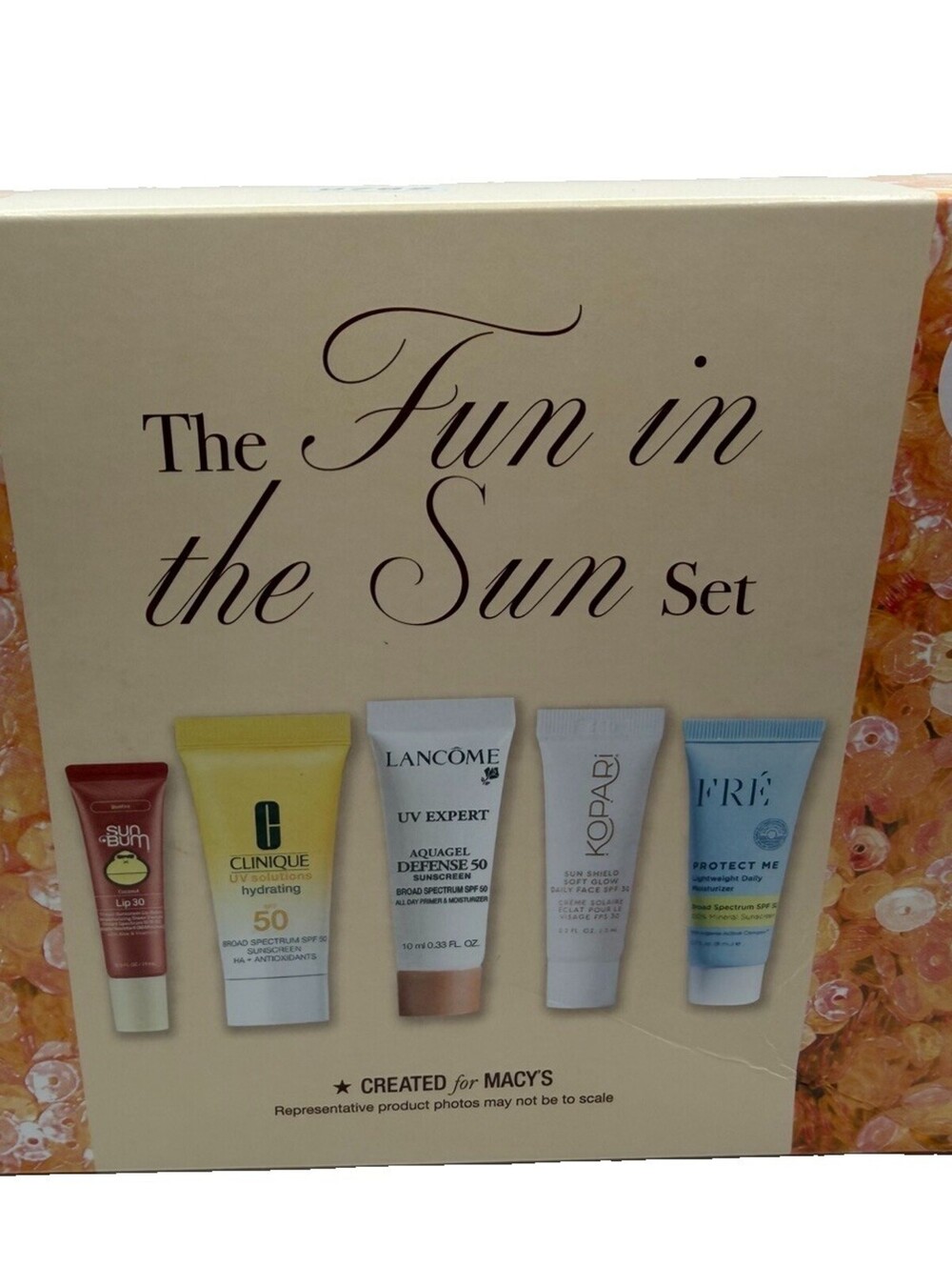 Macy’s Fun in the Sun 5 Pc SPF Set Lancome Clinique Kopari Sun Bum NEW Summer 26
